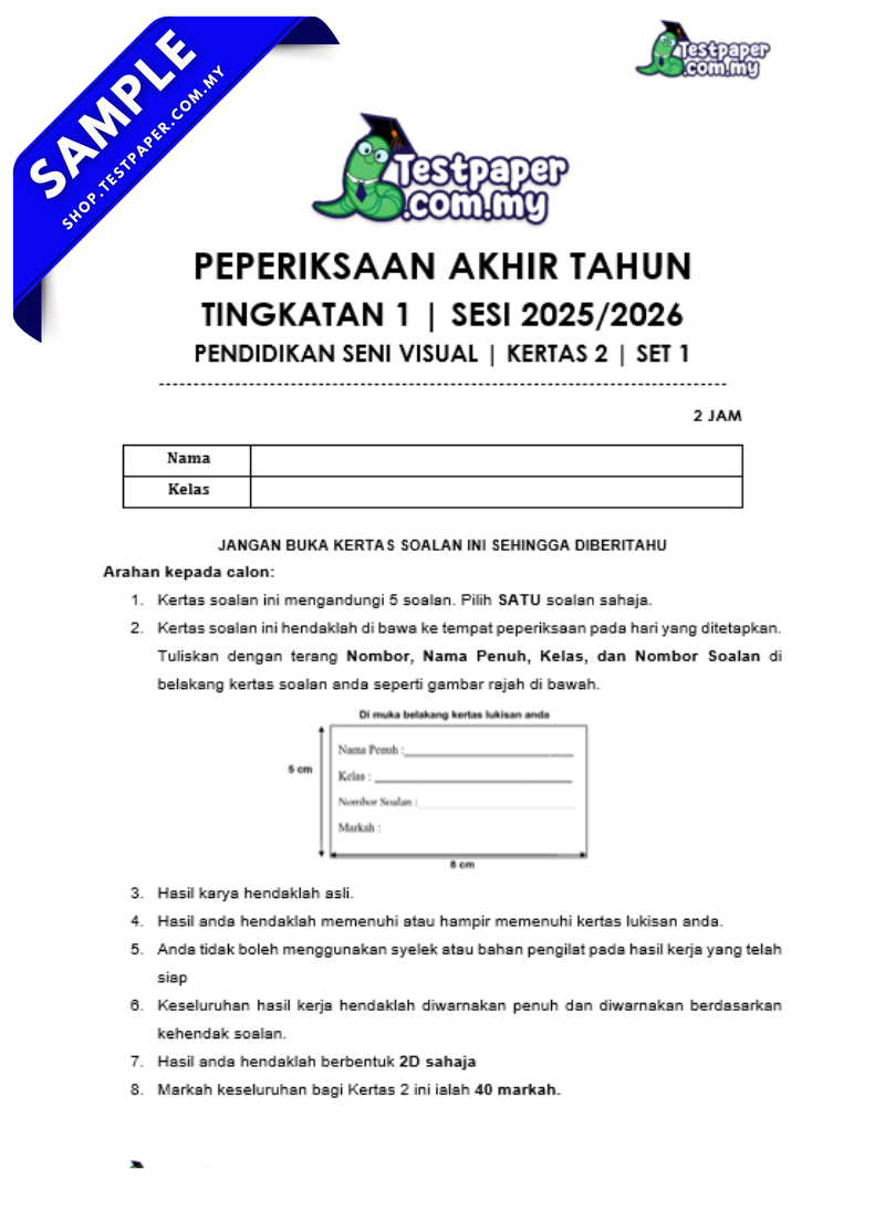 TP1007 - Pendidikan Seni Visual Tingkatan 1 : PAT 2025