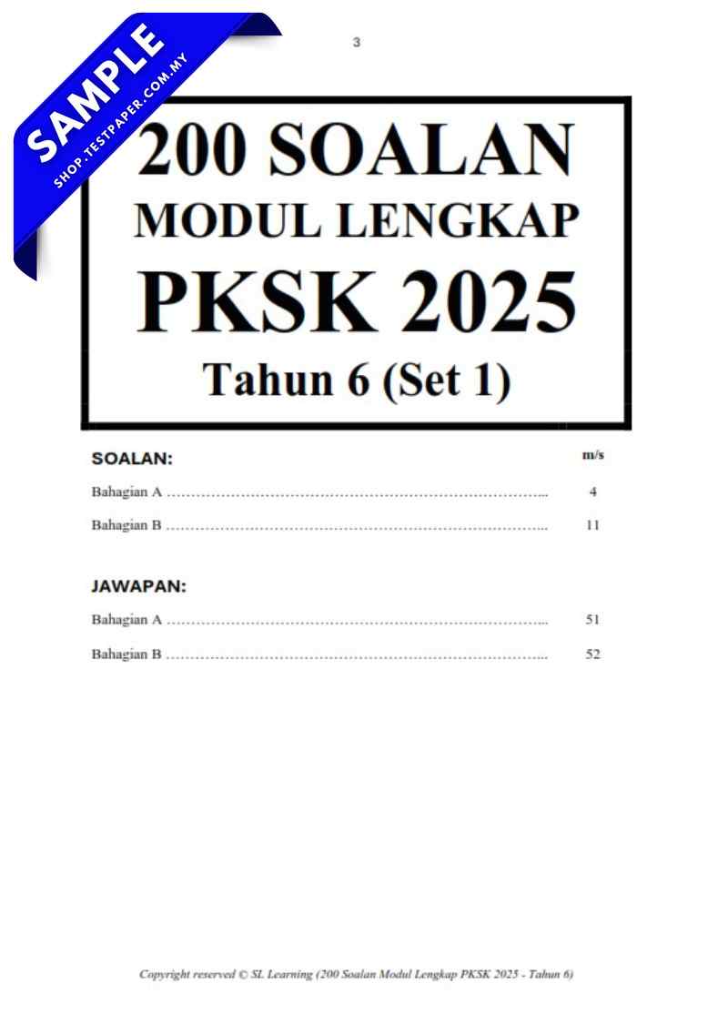 TP1018 - PKSK Tahun 6 : 200 Soalan Bahagian A dan Bahagian B PKSK 2025
