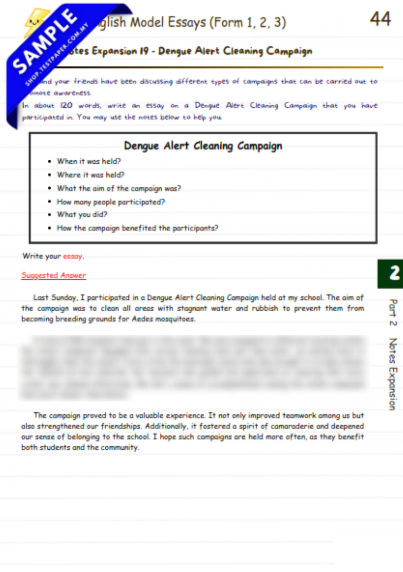 TP34 - English Form 1, Form 2 and Form 3 : Model Essays for Lower Secondary